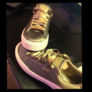 Womens Basket Platform Satin Casual Sneakers